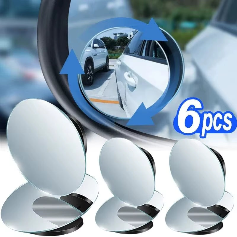 360 Degree Car Blind Spot Rear View Mirror Wide Angle Adjustable Small round Mirror Car Reverse Auxiliary Rearview Convex Mirror